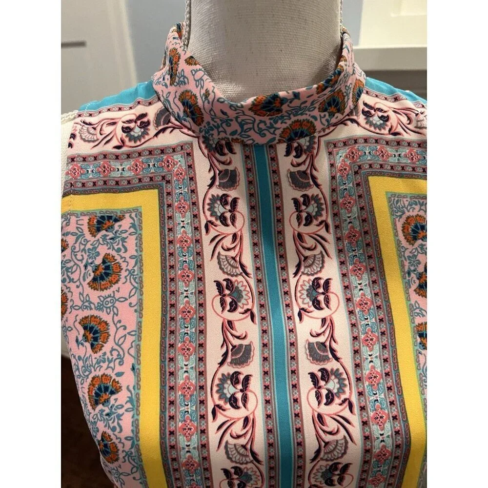 Super Cute and Lightweight Gianni Bini High Neck Colorful Sleeveless Top XS